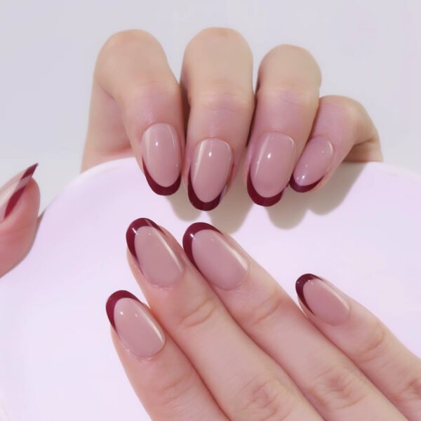 24 pcs oval french nails