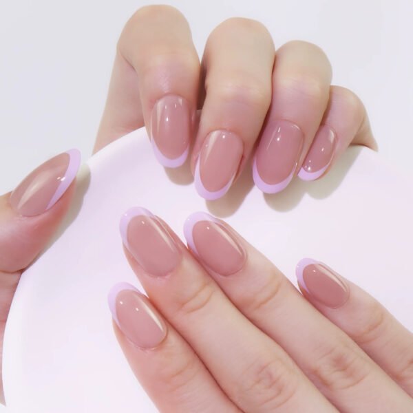 24 pcs oval french nails