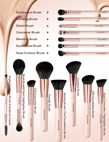 Maange 15 Makeup Brushes + Makeup bag